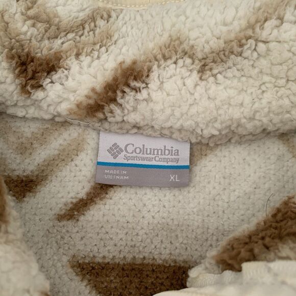 Columbia West Bend 1/4 Zip Pullover Women XL Fleece Beige Tan Aztec Southwestern - Picture 4 of 9
